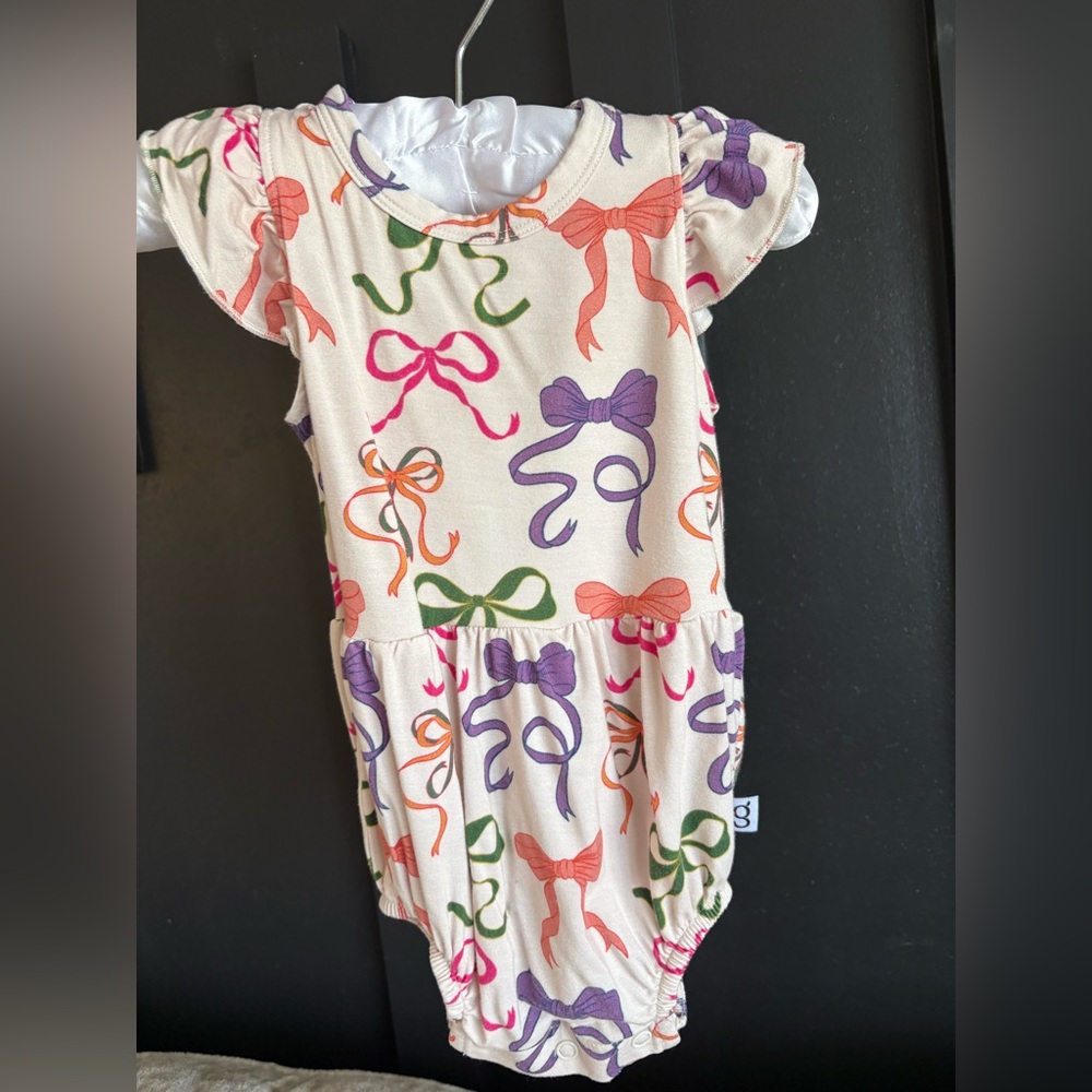 Colorful Bow Print Baby Romper